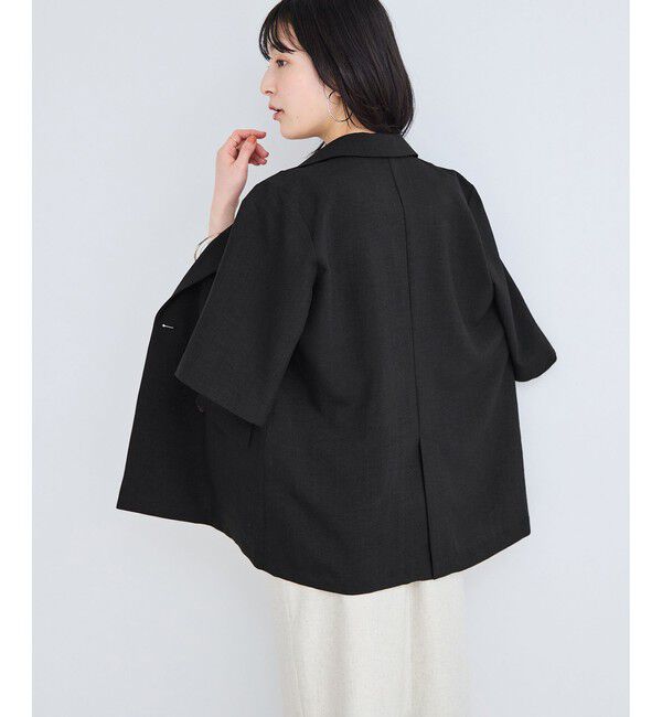 VIS「美easyリネンライクハーフスリーブダブルジャケット/イージーケア・接触冷感・セットアップ対応」|テーラードジャケット|