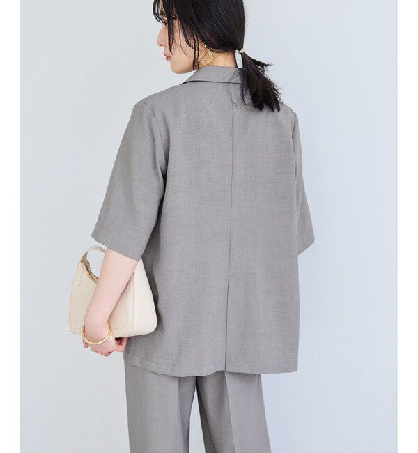 VIS「美easyリネンライクハーフスリーブダブルジャケット/イージーケア・接触冷感・セットアップ対応」|テーラードジャケット|