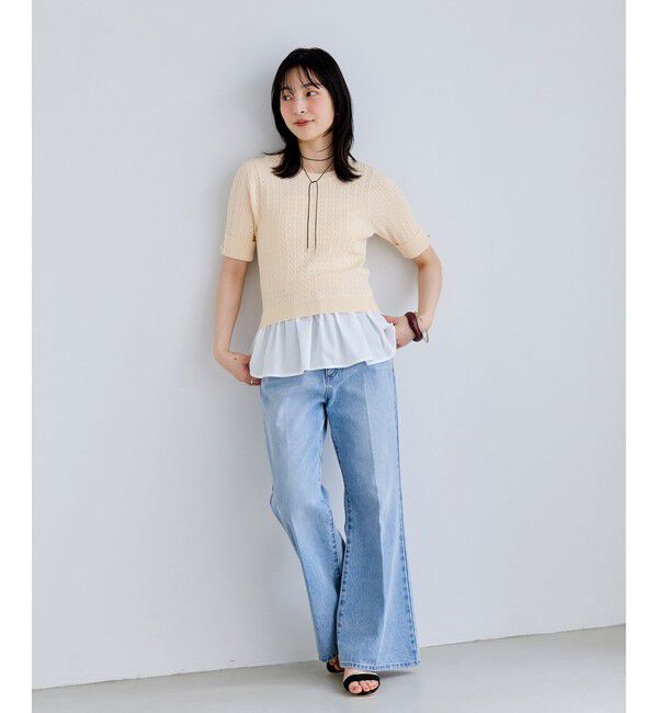 VIS「レイヤードケーブルハーフスリーブニット」|ニット・セーター|