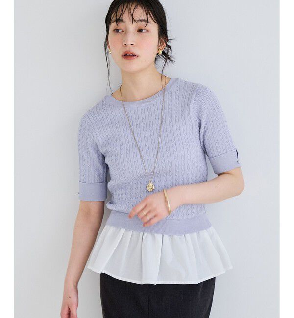 VIS「レイヤードケーブルハーフスリーブニット」|ニット・セーター|