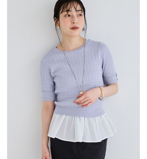 VIS「レイヤードケーブルハーフスリーブニット」|ニット・セーター|