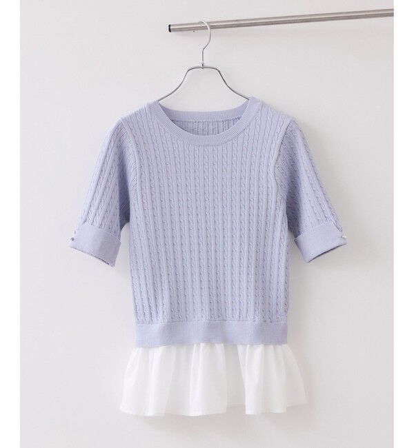 VIS「レイヤードケーブルハーフスリーブニット」|ニット・セーター|