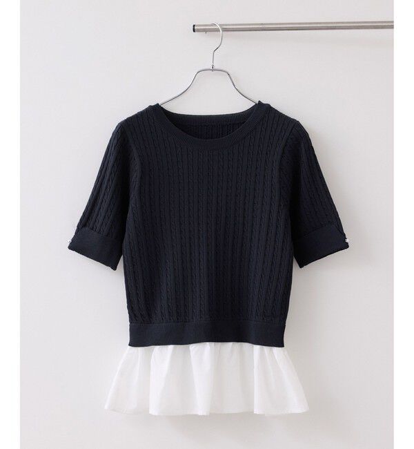 VIS「レイヤードケーブルハーフスリーブニット」|ニット・セーター|