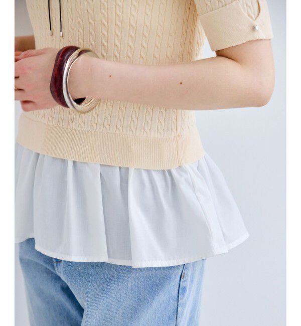 VIS「レイヤードケーブルハーフスリーブニット」|ニット・セーター|