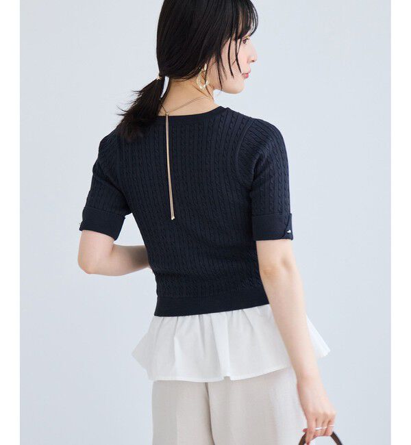 VIS「レイヤードケーブルハーフスリーブニット」|ニット・セーター|
