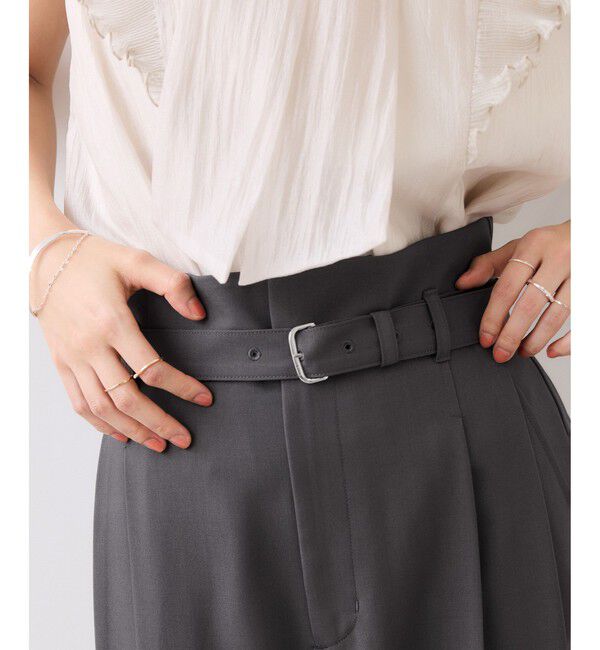 VIS「ベルトディティールタックワイドパンツ/イージーケア・接触冷感」|チノ|