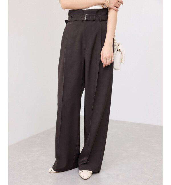 VIS「ベルトディティールタックワイドパンツ/イージーケア・接触冷感」|チノ|