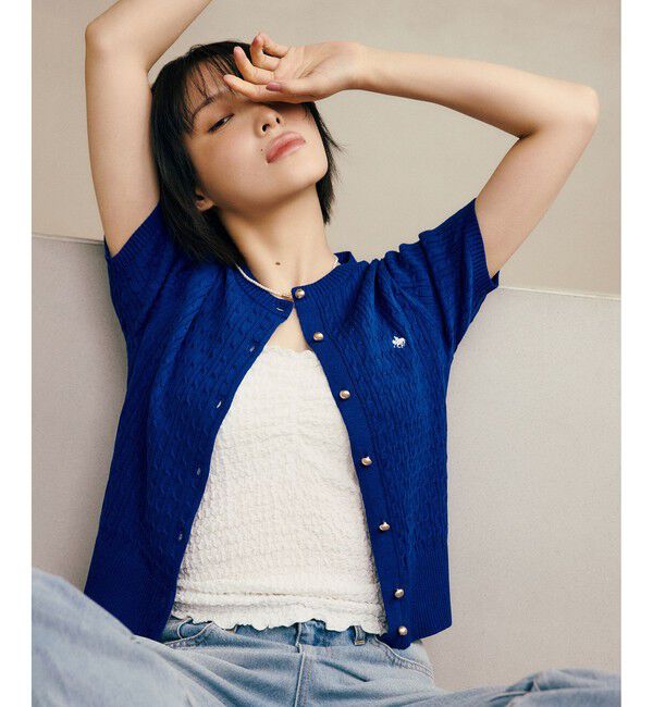 VIS「【POLO BCS】VIS別注クルーネックカーデ」|カーディガン|ブルー(44)