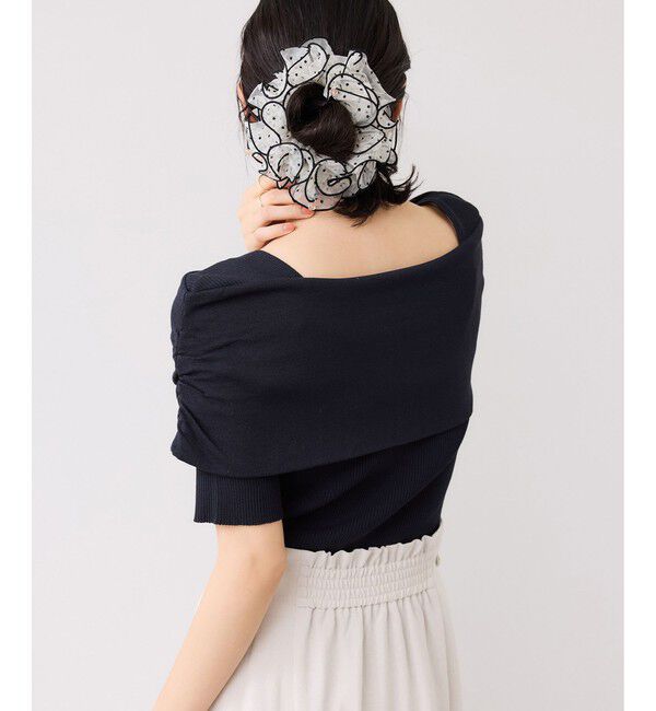 VIS「サイドギャザーオフショル5分袖ニット/イージーケア」|ニット・セーター|