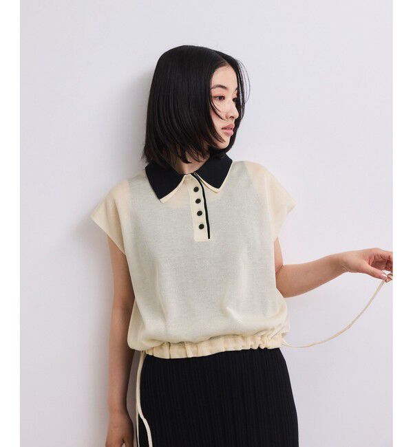 ADAM ET ROPE'「【WEB限定】ダブルカラーポロニットプルオーバー」|ポロシャツ|
