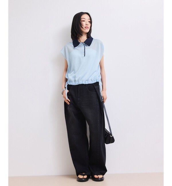 ADAM ET ROPE'「【WEB限定】ダブルカラーポロニットプルオーバー」|ポロシャツ|