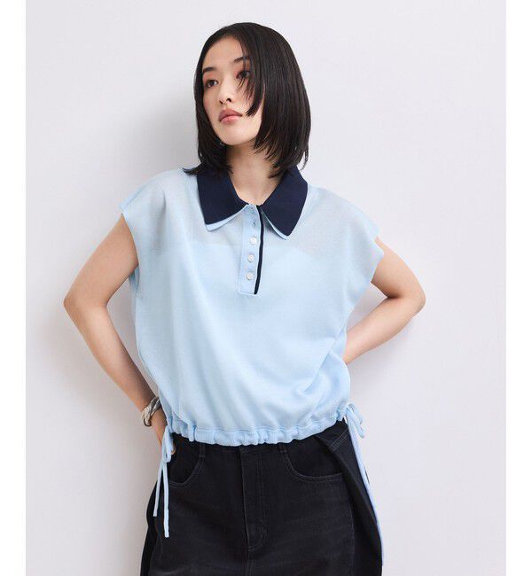 ADAM ET ROPE'「【WEB限定】ダブルカラーポロニットプルオーバー」|ポロシャツ|