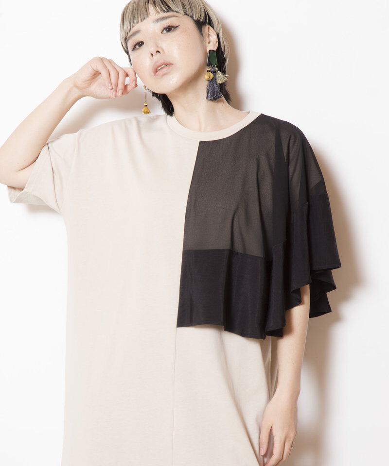  「アシンメトリーケープワンピース」|ワンピース|