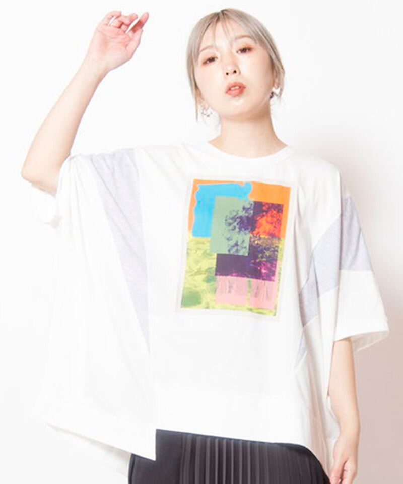  「アシンメトリーグラフィックTシャツ」|Tシャツ・カットソー|WHITE