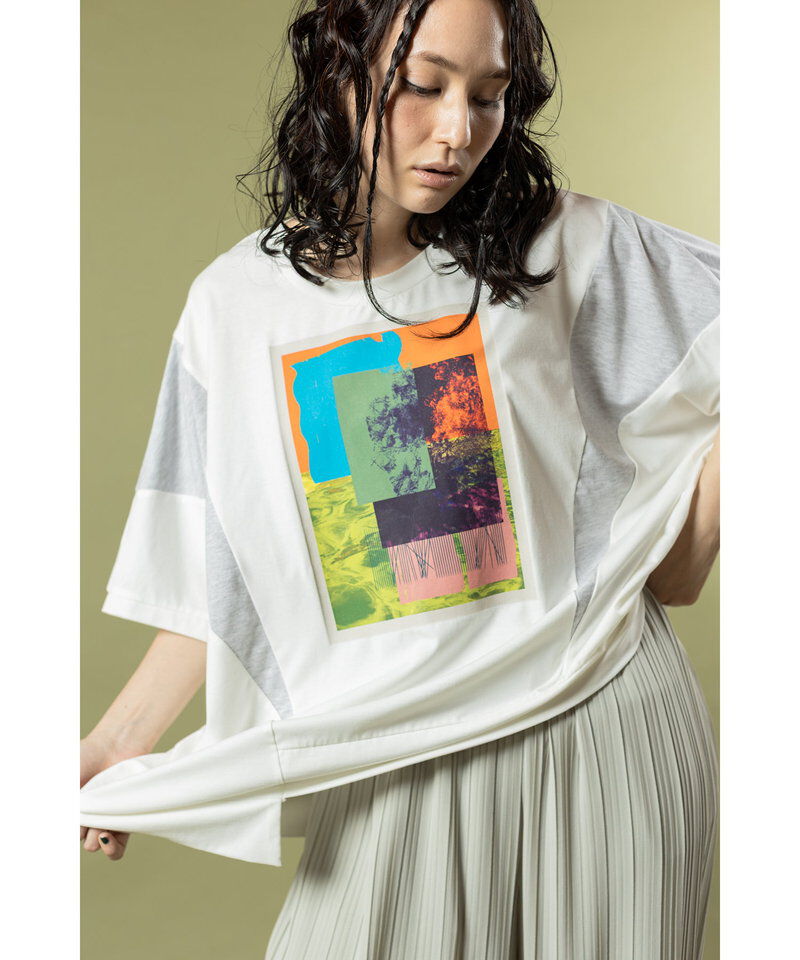  「アシンメトリーグラフィックTシャツ」|Tシャツ・カットソー|