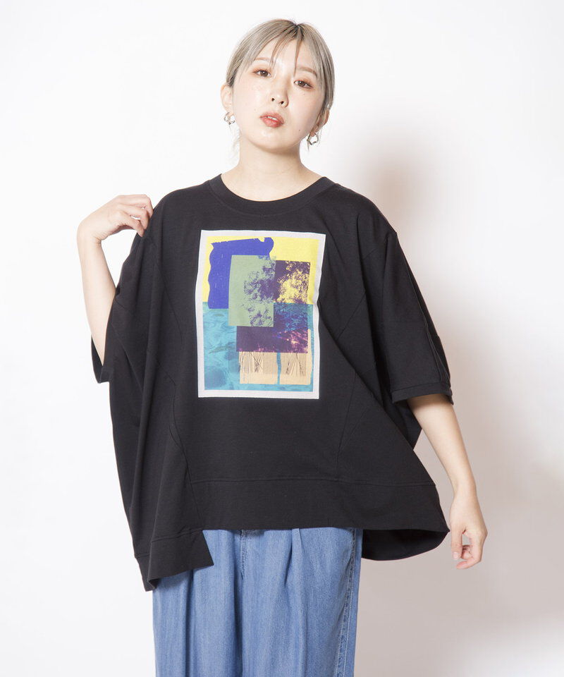  「アシンメトリーグラフィックTシャツ」|Tシャツ・カットソー|