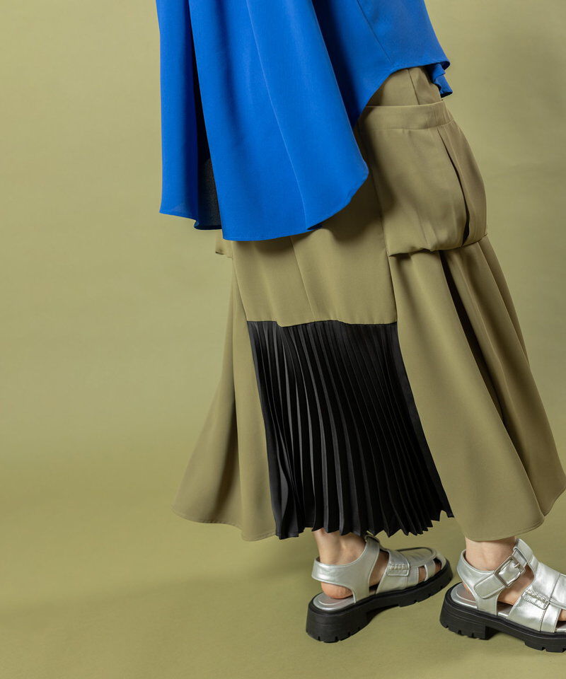  「プリーツ切替サイドポケットスカート」|スカート|