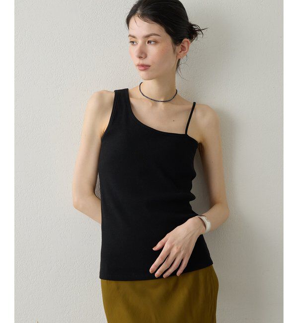 Drawing Numbers「【Drawing Numbers】パッド付きアシメタンク」|Tシャツ・カットソー|ブラック