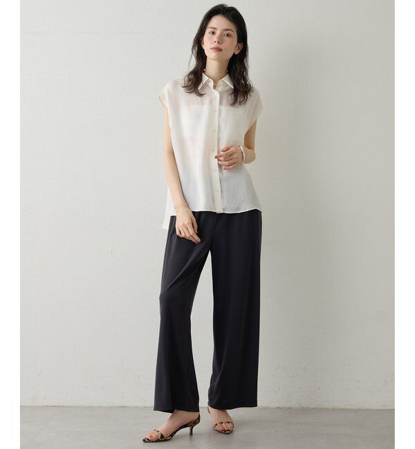 Drawing Numbers「【Drawing Numbers】キュプラノースリーブスリットブラウス」|シャツ・ブラウス|