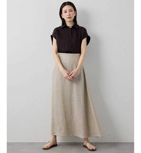 Drawing Numbers「【Drawing Numbers】キュプラノースリーブスリットブラウス」|シャツ・ブラウス|