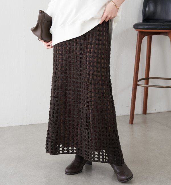  「【マルチに使える】透かし編みロングスカート」|スカート|