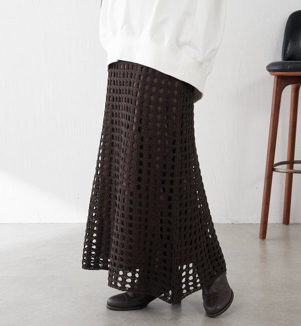  「【マルチに使える】透かし編みロングスカート」|スカート|