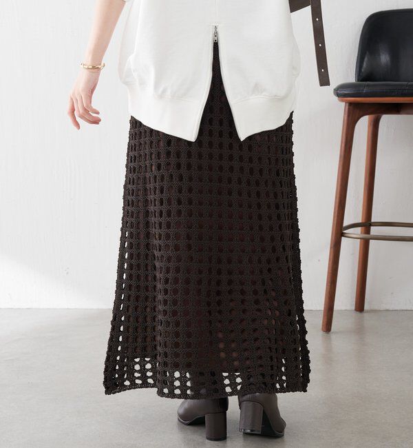  「【マルチに使える】透かし編みロングスカート」|スカート|