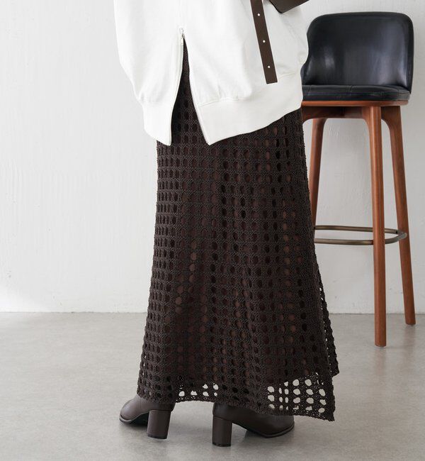  「【マルチに使える】透かし編みロングスカート」|スカート|