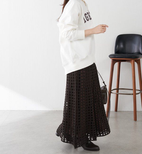  「【マルチに使える】透かし編みロングスカート」|スカート|