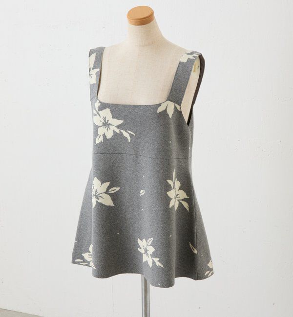  「フラワージャガードニットキャミ/セットアップ」|ニット・セーター|グレー