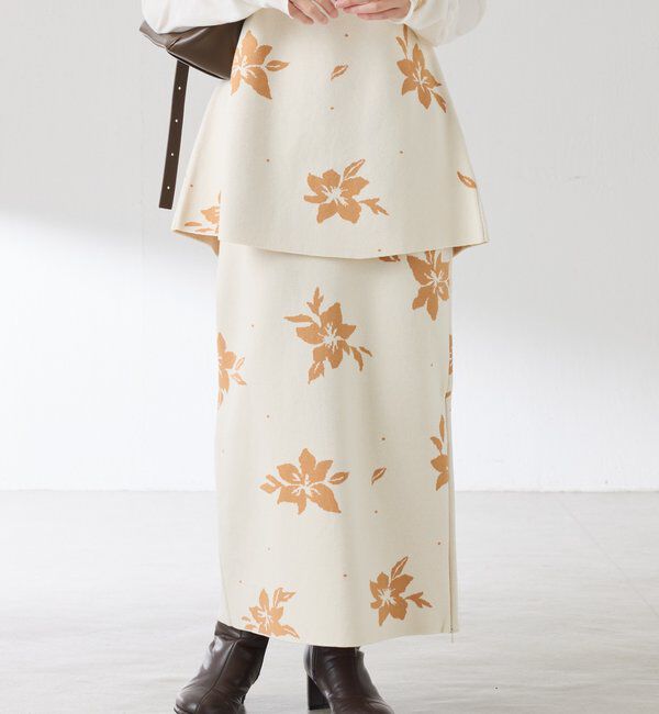  「フラワーニットジャガードスカート」|スカート|