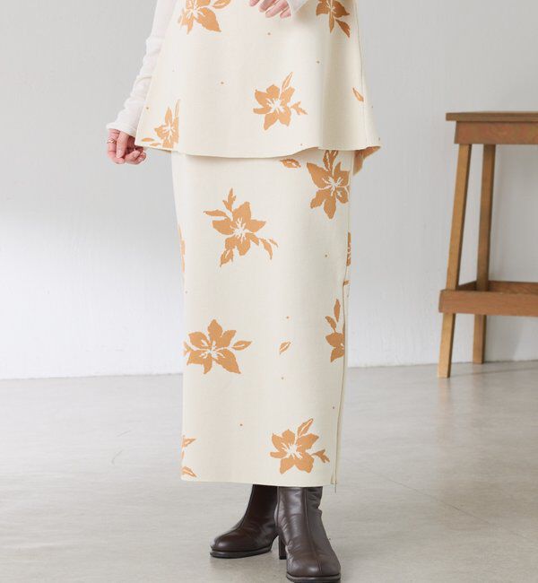  「フラワーニットジャガードスカート」|スカート|