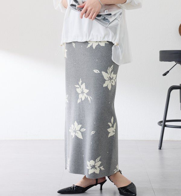  「フラワーニットジャガードスカート」|スカート|