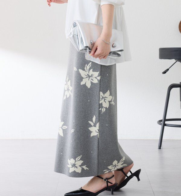  「フラワーニットジャガードスカート」|スカート|