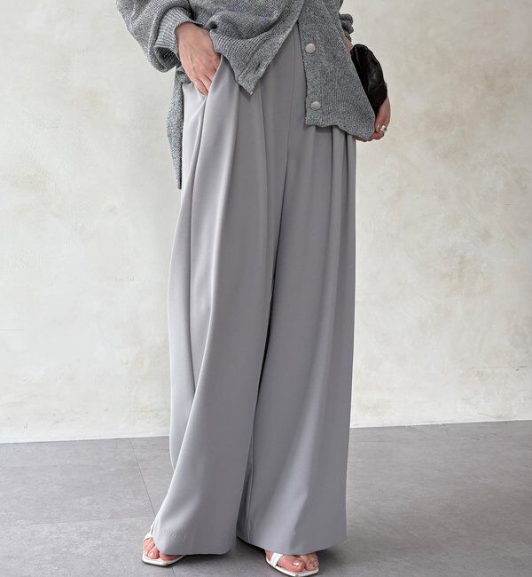  「【累計販売数3万枚突破/21色4サイズ展開！】タックワイドパンツ」|チノ|