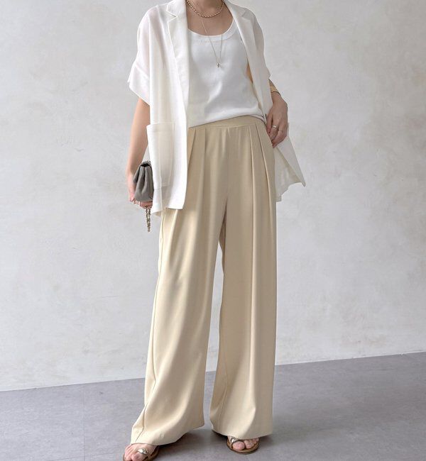  「【累計販売数3万枚突破/21色4サイズ展開！】タックワイドパンツ」|チノ|