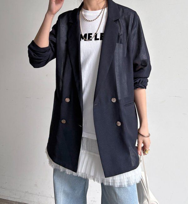  「【ウォッシャブル】シアーダブルジャケット」|テーラードジャケット|