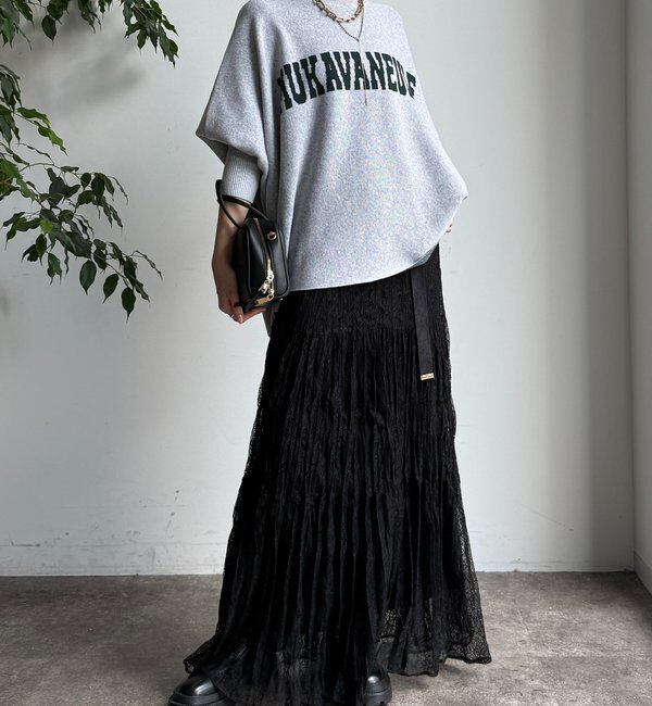  「インターシャロゴポンチョニット」|ニット・セーター|