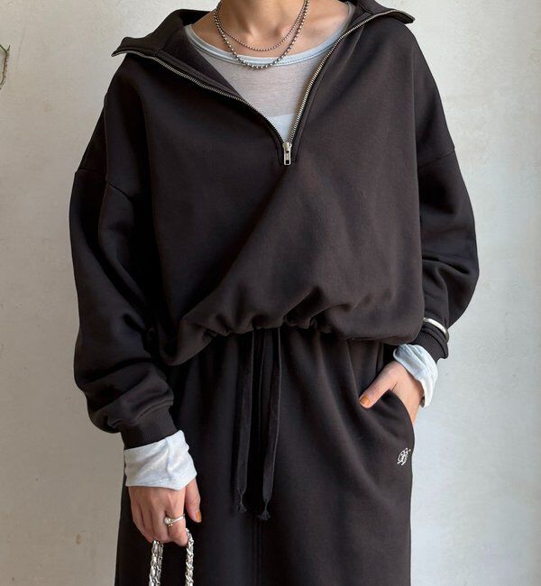  「裏起毛ドロストハーフジッププルオーバー」|Tシャツ・カットソー|