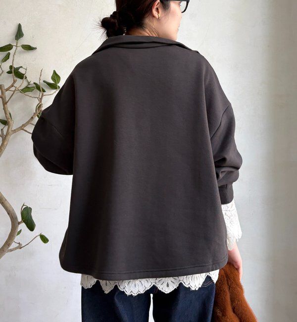  「裏起毛ドロストハーフジッププルオーバー」|Tシャツ・カットソー|