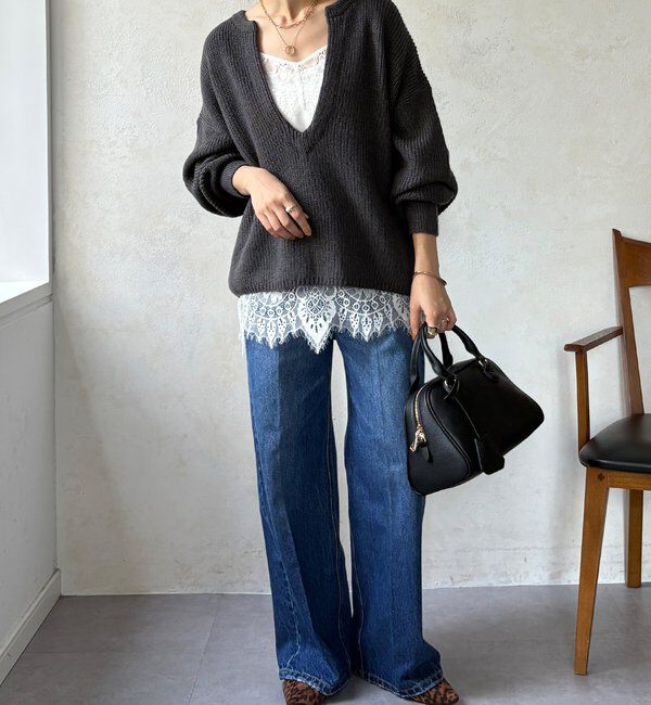  「ウール混スキッパープルオーバー」|ニット・セーター|