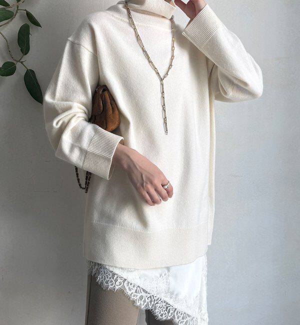  「ウール混タートルチュニック」|ニット・セーター|オフホワイト