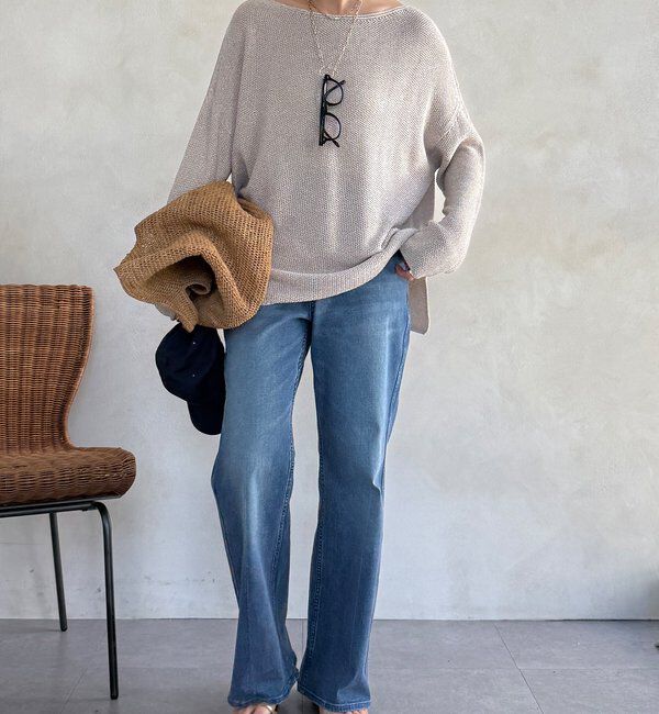  「マーブルヤーン前後2WAYカノコ編みプルオーバー」|ニット・セーター|