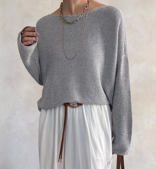  「マーブルヤーン前後2WAYカノコ編みプルオーバー」|ニット・セーター|