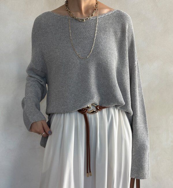  「マーブルヤーン前後2WAYカノコ編みプルオーバー」|ニット・セーター|