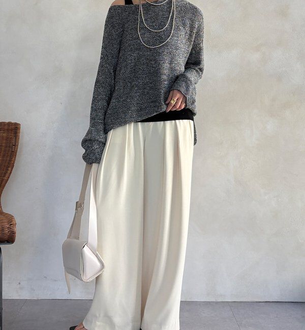  「マーブルヤーン前後2WAYカノコ編みプルオーバー」|ニット・セーター|