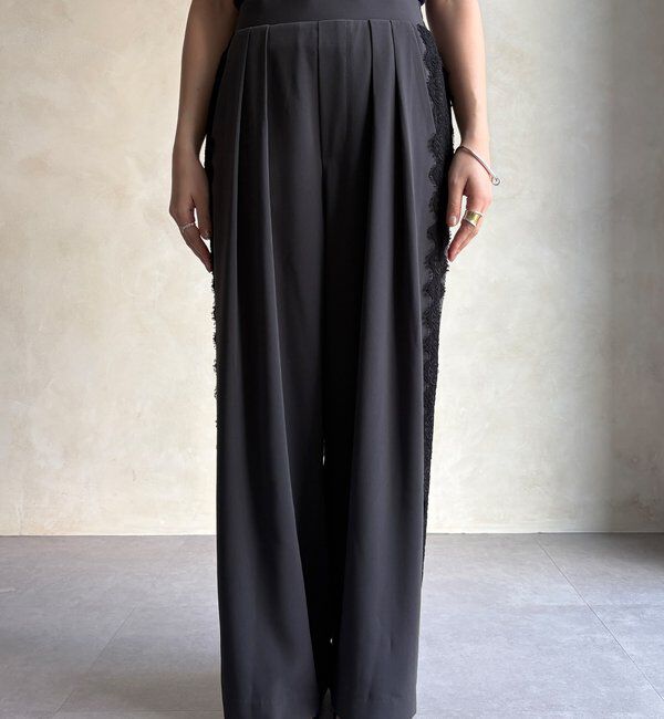  「サイドレースタックワイドパンツ」|チノ|