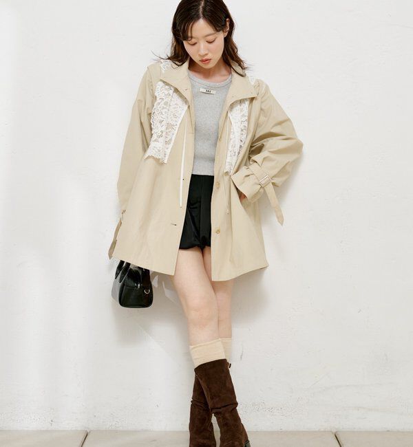  「レース付きフレアトレンチコート」|トレンチコート|