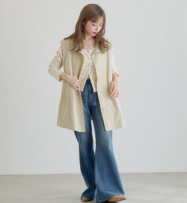  「レース付きフレアトレンチコート」|トレンチコート|