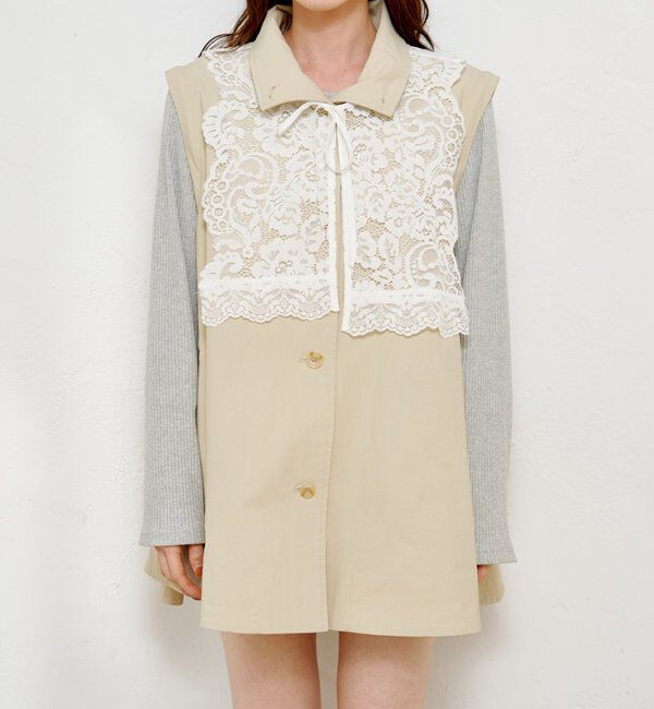  「レース付きフレアトレンチコート」|トレンチコート|